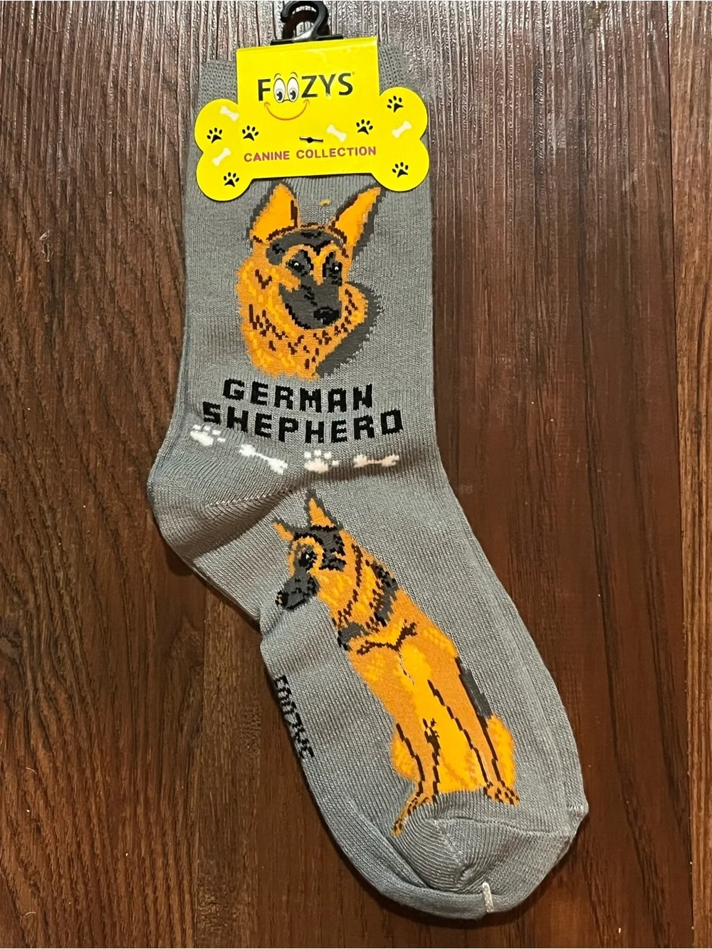 Foozys German Shepherd Crew Socks - Gray/Orange
